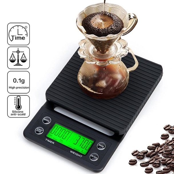 Hand Punch Coffee Scales Timing Electronic Timer Scale Kitchen Scales, Model:3kg/0.1g(Black)