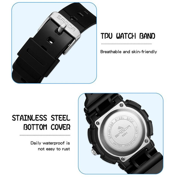 SANDA Small Fresh Digital All-match Waterproof Luminous Student Watch(White)