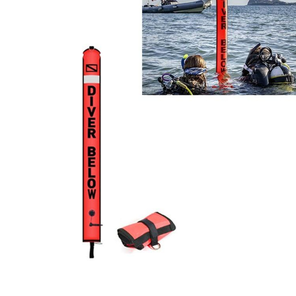 210D Nylon Automatic Seal Safety Signal Diving Mark Diving Buoy, Size:120 x 18cm(Fluorescent Red)