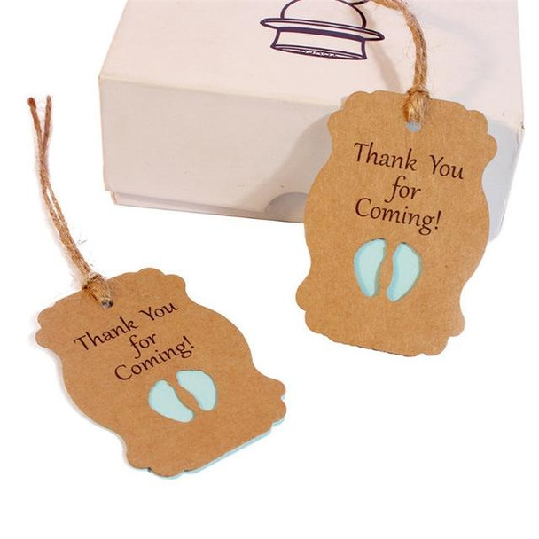 50 PCS Thank You For Coming Kraft Paper Baby Shower Birthday Party Lable(Blue)