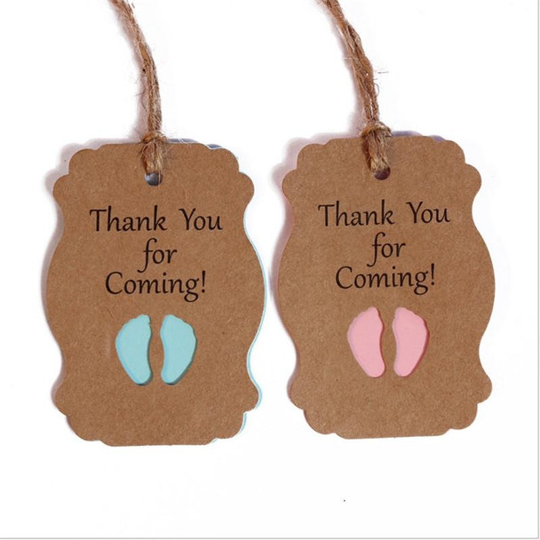 50 PCS Thank You For Coming Kraft Paper Baby Shower Birthday Party Lable(Blue)