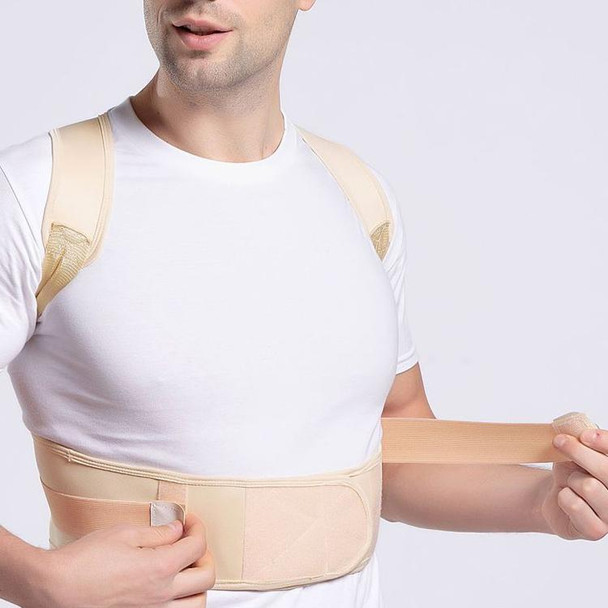 Male Female Adjustable Magnetic Posture Corrector Corset Back Men Brace Back Shoulder Belt Lumbar Support Straight, Size:XL (Skin Color)