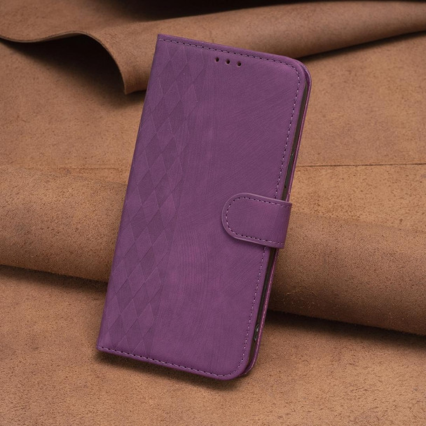 For Motorola Moto G14 4G Plaid Embossed Leatherette Phone Case(Purple)