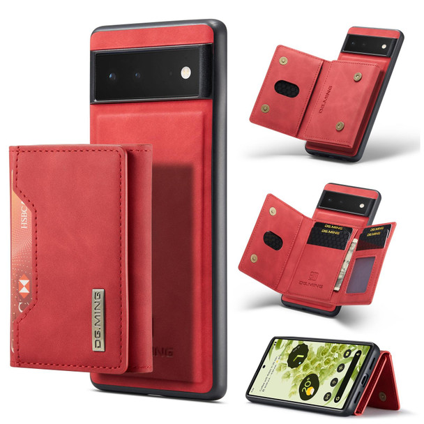 For Google Pixel 6 DG.MING M2 Series 3-Fold Multi Card Bag + Magnetic Phone Case(Red)