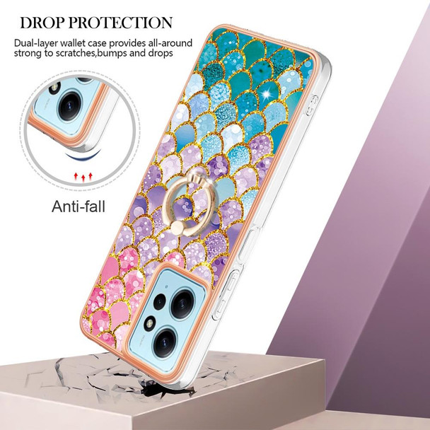 For Xiaomi Redmi Note 12 4G Global Electroplating IMD TPU Phone Case with Ring(Colorful Scales)