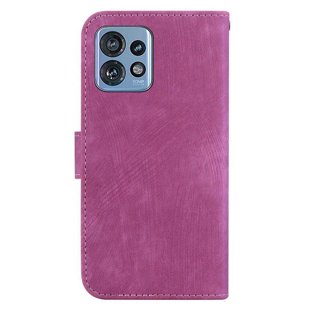 For Motorola Edge 40 Pro Little Tiger Embossed Leatherette Phone Case(Rose Red)