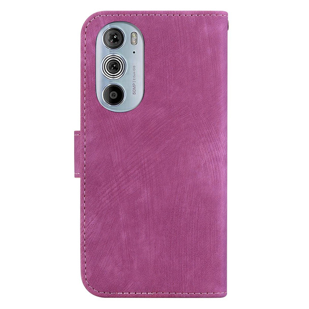 For Motorola Edge 30 Pro / Edge+ 2022 Little Tiger Embossed Leatherette Phone Case(Rose Red)