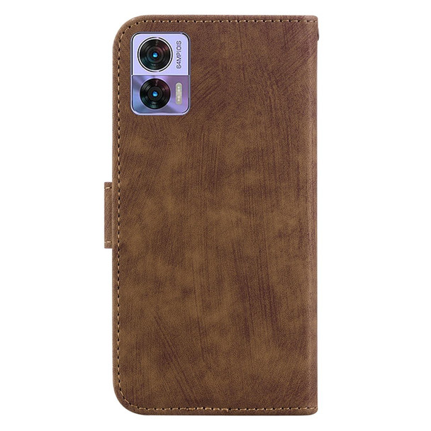 For Motorola Edge 30 Neo / 30 Lite Little Tiger Embossed Leatherette Phone Case(Brown)