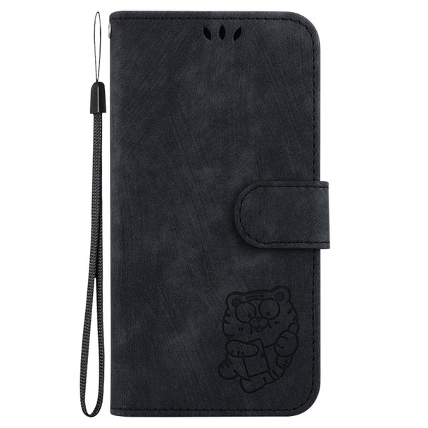 For Motorola Edge 30 Pro / Edge+ 2022 Little Tiger Embossed Leatherette Phone Case(Black)