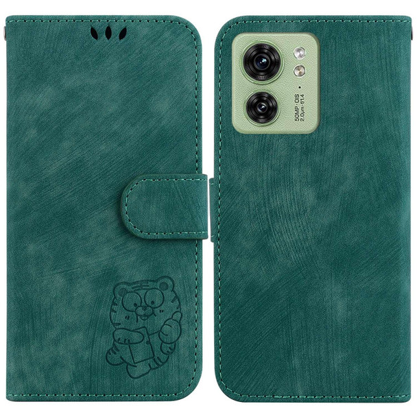 For Motorola Edge 40 Little Tiger Embossed Leatherette Phone Case(Green)