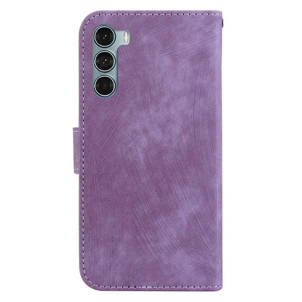 For Motorola Moto G200 5G / Edge S30 Little Tiger Embossed Leatherette Phone Case(Purple)