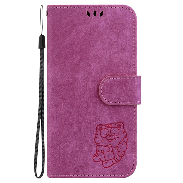 For Motorola Edge 30 Neo / 30 Lite Little Tiger Embossed Leatherette Phone Case(Rose Red)