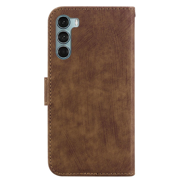 For Motorola Moto G200 5G / Edge S30 Little Tiger Embossed Leatherette Phone Case(Brown)