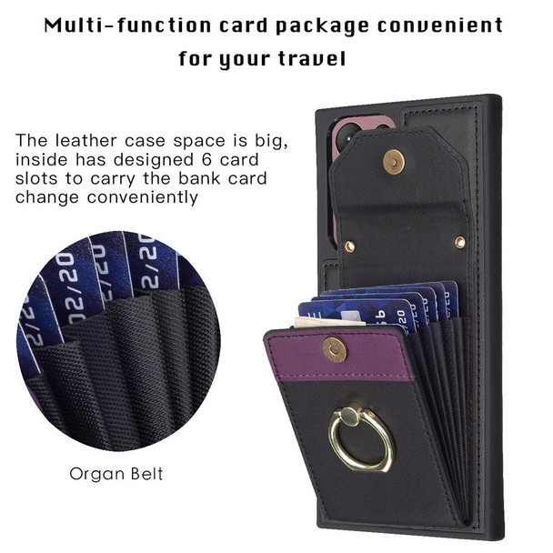 For Samsung Galaxy S22 Ultra 5G BF29 Organ Card Bag Ring Holder Phone Case(Black)