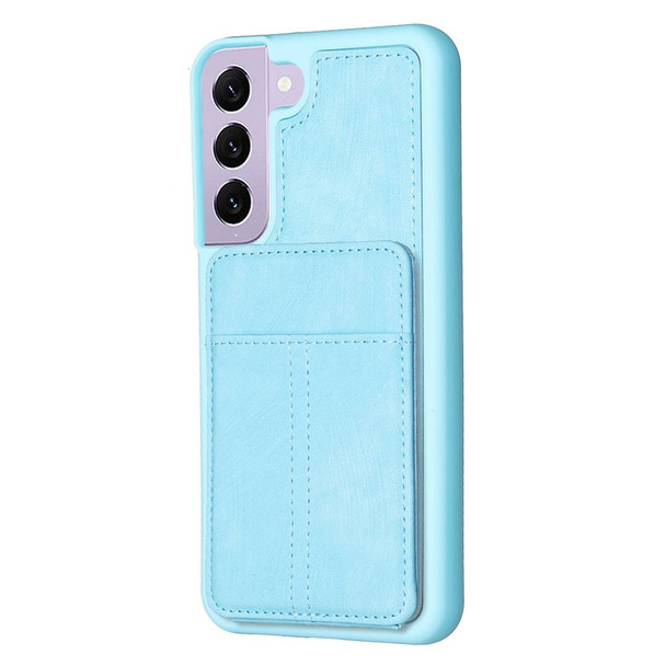 For Samsung Galaxy S21+ 5G BF28 Frosted Card Bag Phone Case with Holder(Blue)