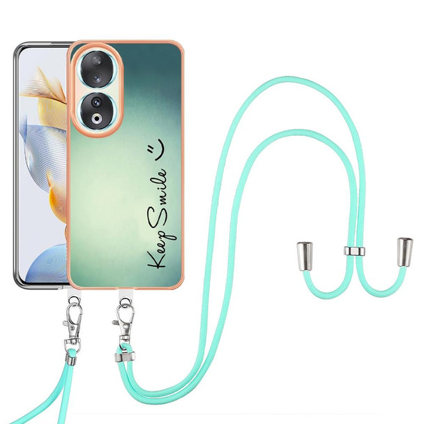 For Honor 90 Electroplating Dual-side IMD Phone Case with Lanyard(Smile)