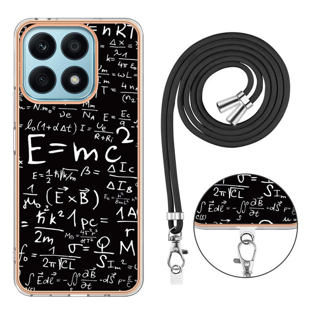 For Honor X8a Electroplating Dual-side IMD Phone Case with Lanyard(Equation)