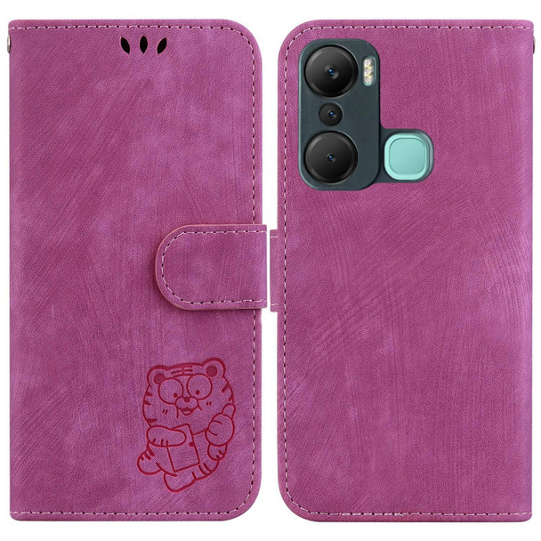 For Infinix Hot 12 Pro Little Tiger Embossed Leatherette Phone Case(Rose Red)