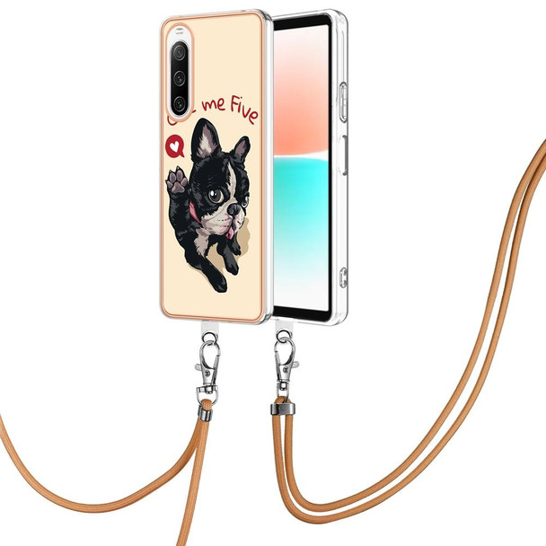 For Sony Xperia 10 IV Electroplating Dual-side IMD Phone Case with Lanyard(Lucky Dog)