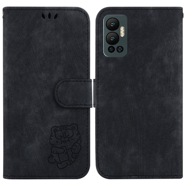 For Infinix Hot 12 Little Tiger Embossed Leatherette Phone Case(Black)