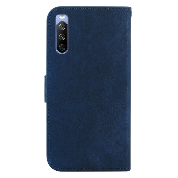 For Sony Xperia 10 III Little Tiger Embossed Leatherette Phone Case(Dark Blue)