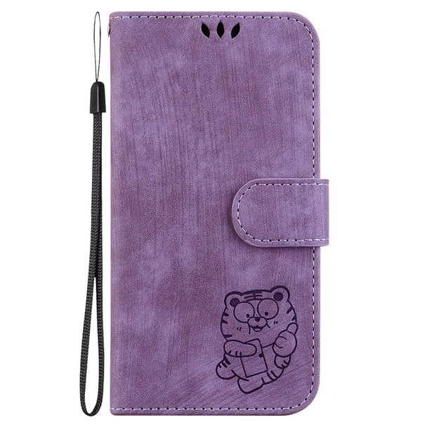 For Sony Xperia 1 IV Little Tiger Embossed Leatherette Phone Case(Purple)