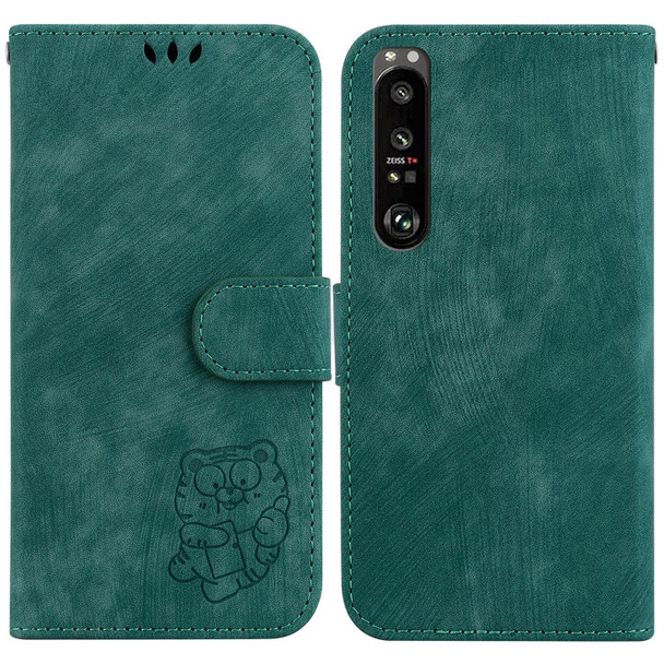 For Sony Xperia 1 III Little Tiger Embossed Leatherette Phone Case(Green)