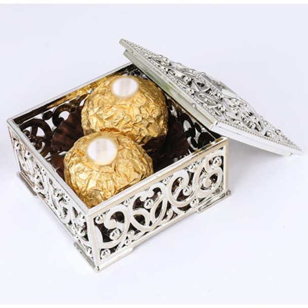 12 PCS Mini Candy Box Openwork Pattern Square Gift Box, Size:6x6x3.2cm(Silver)