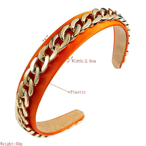 2 PCS Decorative Wide-brimmed Headband With Fabric Chain(Orange)