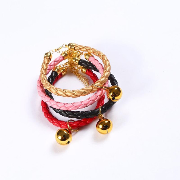 4 PCS Prepared PU Leatherette Adjustable Pet Bell Collar Cat Dog Rabbit Simple Collar Necklace, Size:S 20-25cm(Gold)