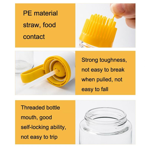 Silicone Brush Head Stainless Steel Oil Pot Seasoning Bottle(Yellow)