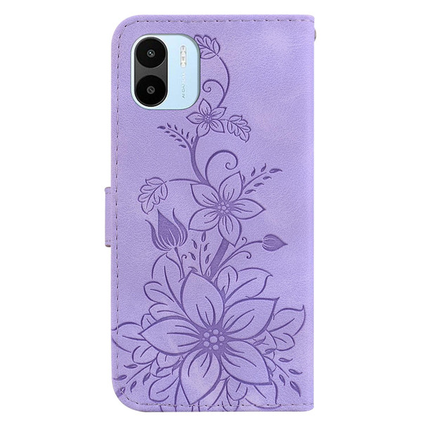 For Xiaomi Redmi A1 / A2 Lily Embossed Leather Phone Case(Purple)