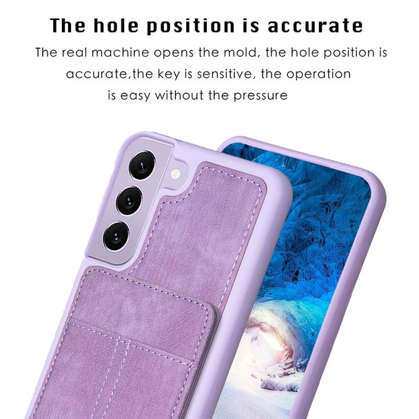 For Samsung Galaxy S21+ 5G BF28 Frosted Card Bag Phone Case with Holder(Purple)