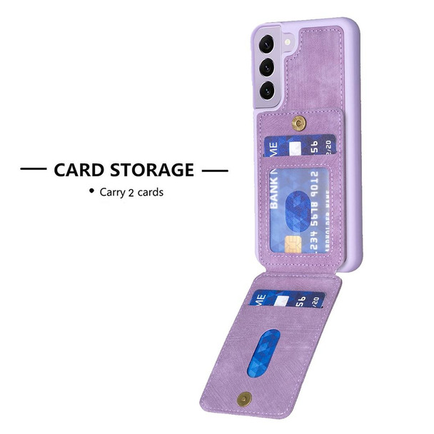 For Samsung Galaxy S21+ 5G BF28 Frosted Card Bag Phone Case with Holder(Purple)