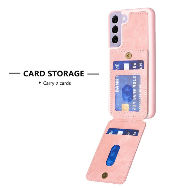 For Samsung Galaxy S21 5G BF28 Frosted Card Bag Phone Case with Holder(Pink)