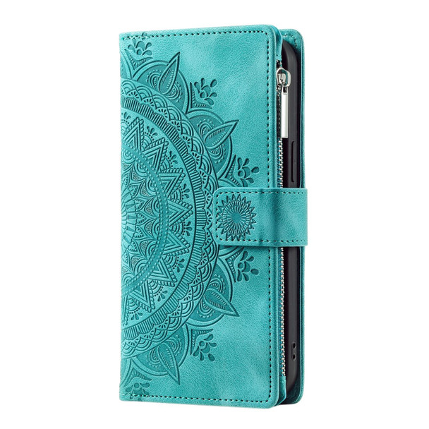 For Samsung Galaxy S22 Ultra 5G Multi-Card Totem Zipper Leatherette Phone Case(Green)