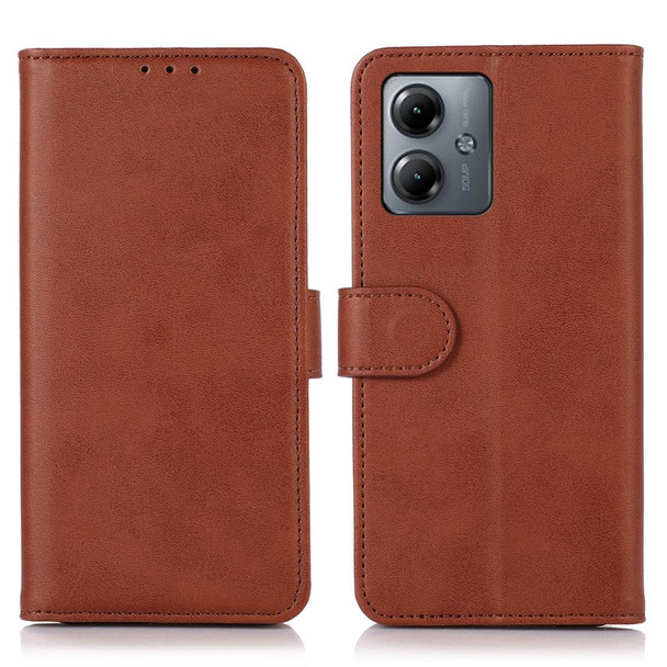 For Motorola Moto G14 4G Cow Texture Leatherette Phone Case(Brown)