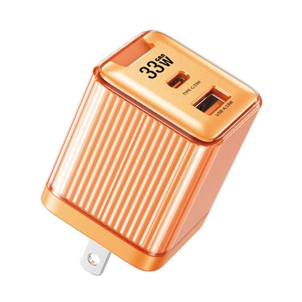 WK WP-U05 Jiltry Series 33W Gallium Nitride USB-C / Type-C + USB Charger, US Plug(Orange)