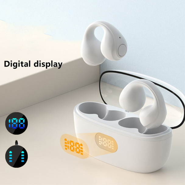 F50 / P-Q3 Open Ear Clip Headphones Wireless Bluetooth Clip On Headset Open Ear Earbuds Earphones - White