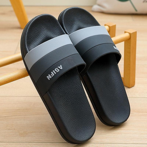 Men and Women Slippers Summer Non-slip Couples Go Out Home One Word Slippers, Size: 38-39(Three Rods-Black)