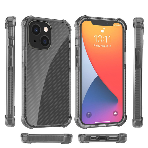 Carbon Fiber Texture Four-corner Shockproof Phone Case - iPhone 13 mini(Black)