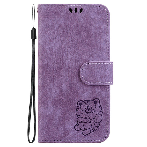 For Xiaomi 12 Pro Little Tiger Embossed Leather Phone Case(Purple)