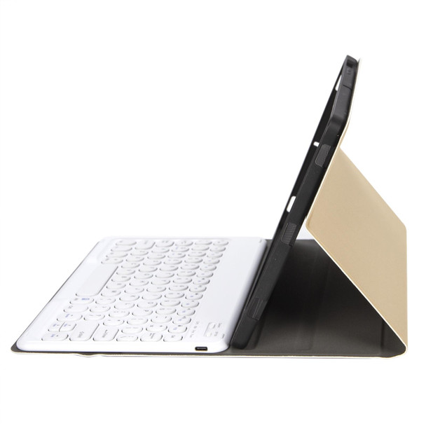 YA102B Detachable Lambskin Texture Round Keycap Bluetooth Keyboard Leather Tablet Case with Pen Slot & Stand - iPad 10.2 (2020) & (2019) / Air 3 10.5 inch / Pro 10.5 inch(Gold)