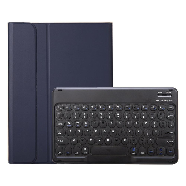YA102B Detachable Lambskin Texture Round Keycap Bluetooth Keyboard Leather Tablet Case with Pen Slot & Stand - iPad 10.2 (2020) & (2019) / Air 3 10.5 inch / Pro 10.5 inch(Dark Blue)