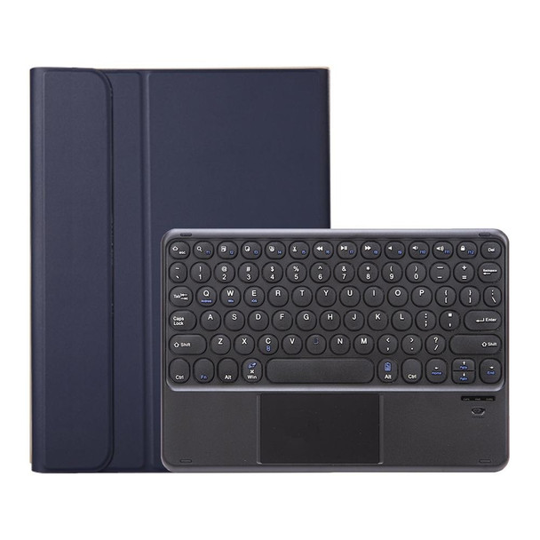 YA098B-A Detachable Lambskin Texture Round Keycap Bluetooth Keyboard Leather Tablet Case with Touch Control & Pen Slot & Stand - iPad Air 4 10.9 inch (2020) / Pro 11 inch (2020) & (2018)(Dark Blue)