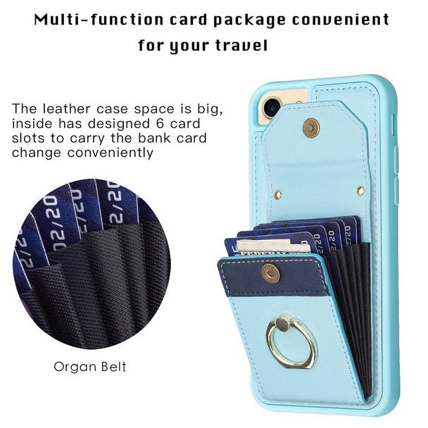 For iPhone SE 2022 / 2020 / 8 / 7 BF29 Organ Card Bag Ring Holder Phone Case(Blue)