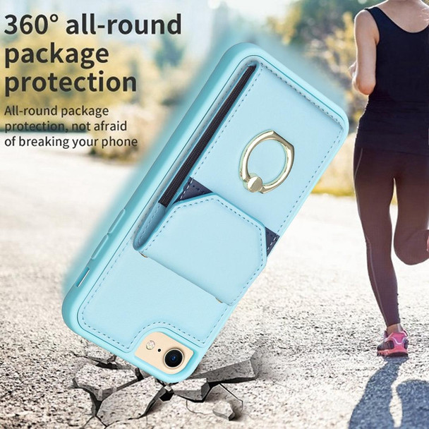 For iPhone SE 2022 / 2020 / 8 / 7 BF29 Organ Card Bag Ring Holder Phone Case(Blue)