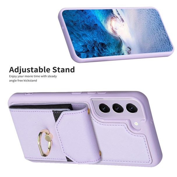 For Samsung Galaxy S22+ 5G BF29 Organ Card Bag Ring Holder Phone Case(Purple)