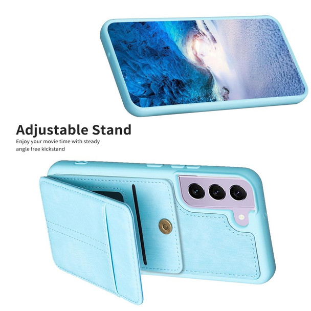 For Samsung Galaxy S21 5G BF28 Frosted Card Bag Phone Case with Holder(Blue)