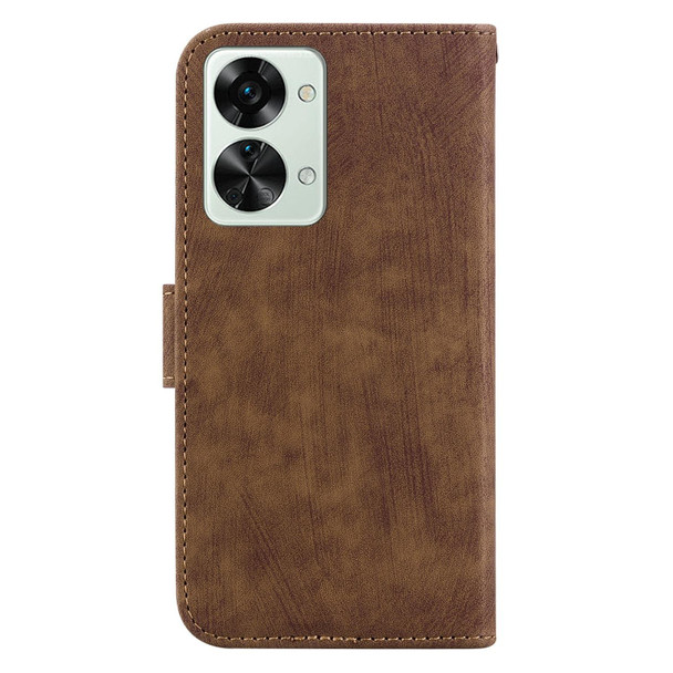 For OnePlus Nord 2T Little Tiger Embossed Leatherette Phone Case(Brown)